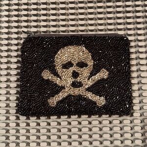 Tiana NY Beaded Skull and Crossbones Coin Purse Pouch
